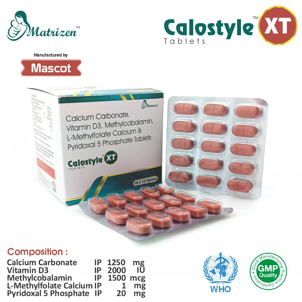 Calcium Carbonate + Vitamin D3 + Methylcobalamin + L-Methyl Folate Tablet at Best Price in PCD Pharma Franchise for Bone Health & Neurological Support.